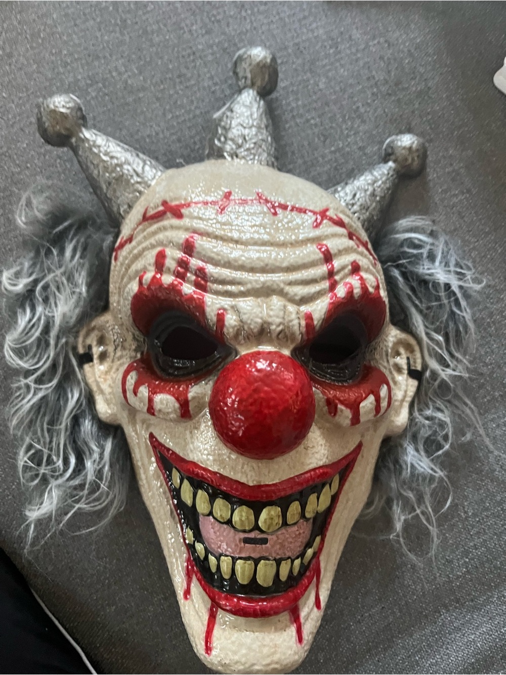 Scary Clown Wall Mask in Red, White, and Gray